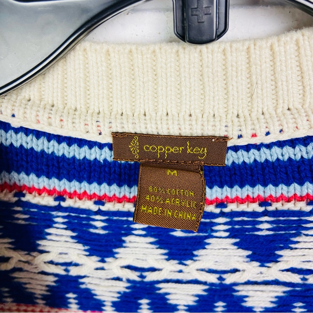 Copper Key Multicolor Patterned Knit Western Open… - image 6